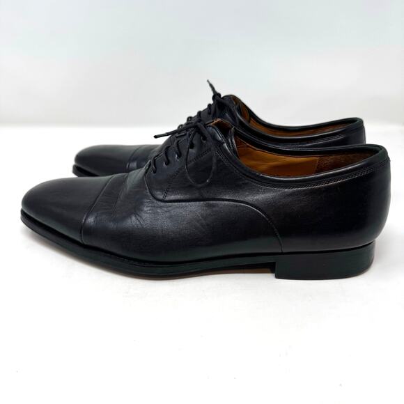 Magnanni Federico Toe Cap Black Leather Oxford Shoes Mens 10.5 Old Money Work - Picture 2 of 10